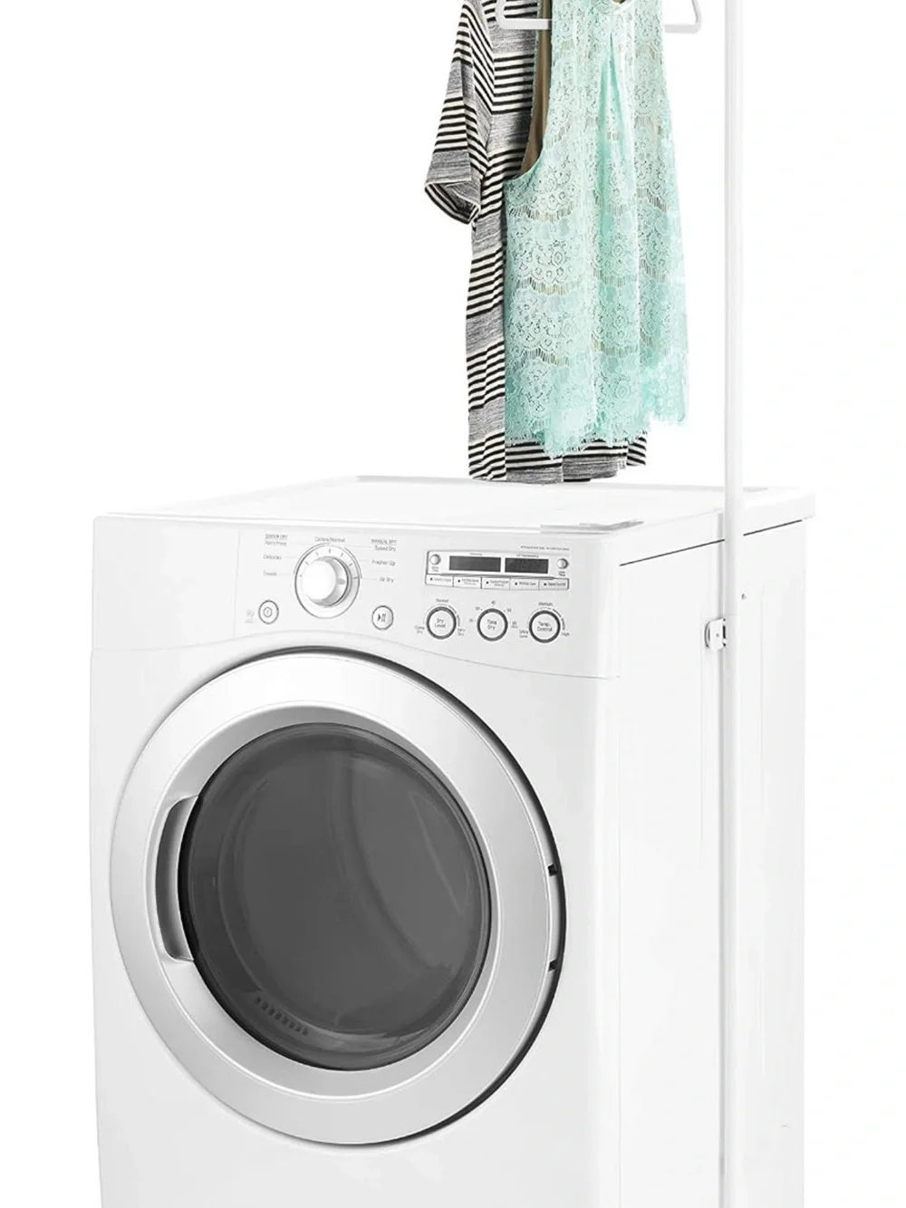 Laundry Pedestal with Hanging Rod - White